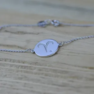 Silver bracelet with a sign of zodiac with diamond ZOD Thumbnail