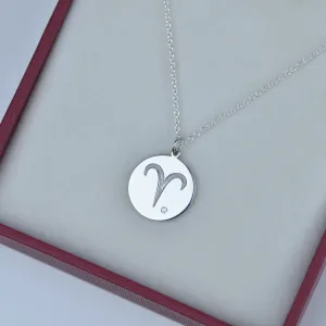 Silver pendant with a sign of zodiac and diamond ZODI Thumbnail