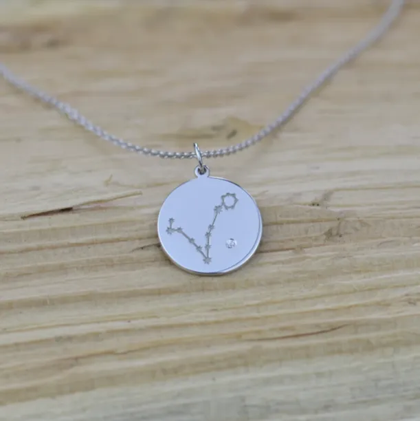 Silver pendant with a zodiac constellation and diamond ZODIAC Image