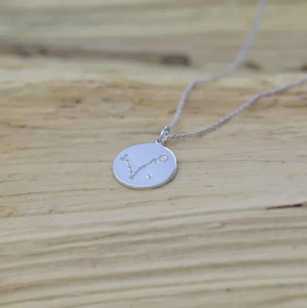 Silver pendant with a zodiac constellation and diamond ZODIAC Image