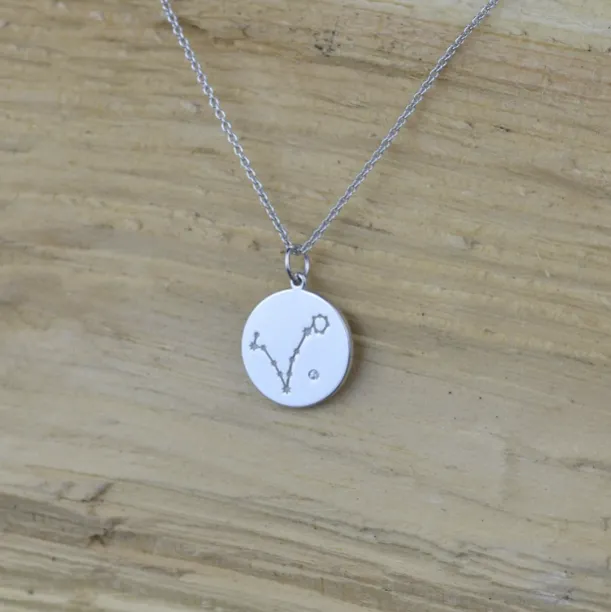 Silver pendant with a zodiac constellation and diamond ZODIAC Image