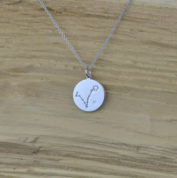 Silver pendant with a zodiac constellation and diamond ZODIAC Image