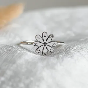 Silver ring with a diamond and engraving LEXI Thumbnail