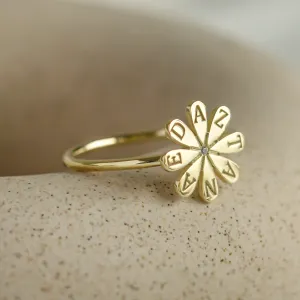 Gold ring with a diamond and engraving LEXI Thumbnail