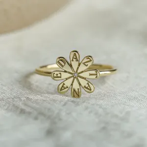 Gold ring with a diamond and engraving LEXI Thumbnail