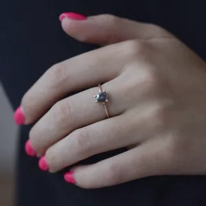 TERRI gold ring with salt and pepper diamond Thumbnail