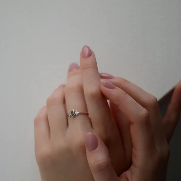 SABI gold ring with salt and pepper diamond 0.2ct Image