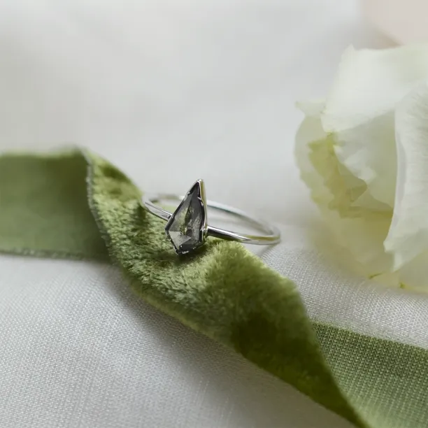 FREDA gold ring with salt and pepper diamond  Image