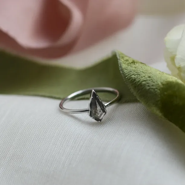 FREDA gold ring with salt and pepper diamond  Image