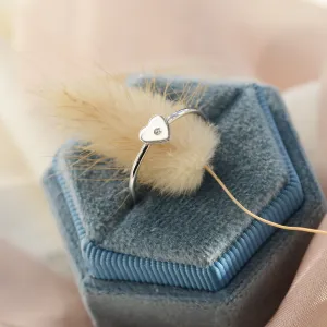 PATRICIA Heart shape silver diamond ring Thumbnail