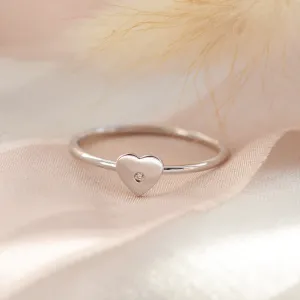 PATRICIA Heart shape silver diamond ring Thumbnail