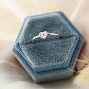 PATRICIA Heart shape silver diamond ring Thumbnail