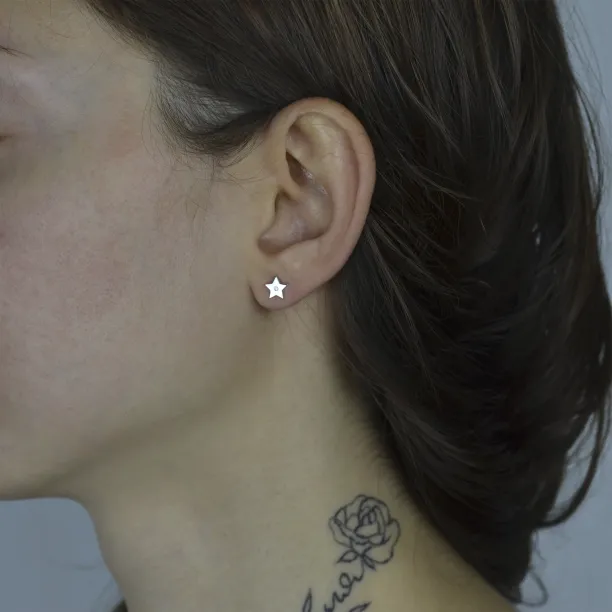 EMILY Silver earrings with a diamond Image