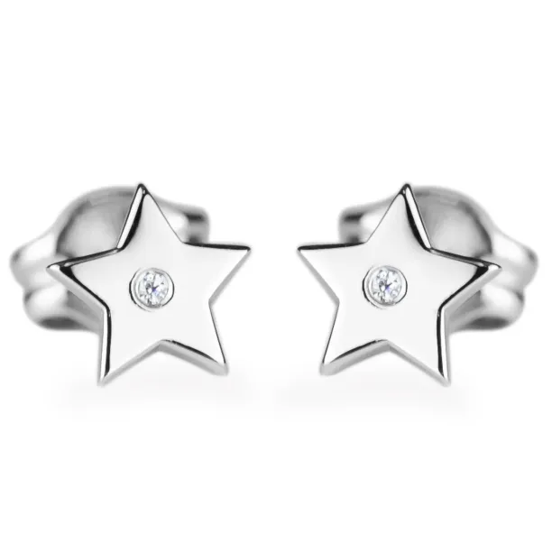 EMILY Silver earrings with a diamond Image