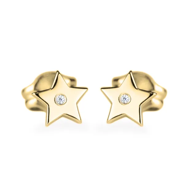 EMILY Gold earrings with a diamond Image