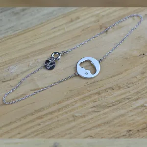 ZOE silver diamond bracelet with baby foot trace Thumbnail