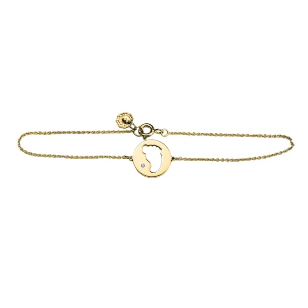 ZOE golden diamond bracelet with baby foot trace Image