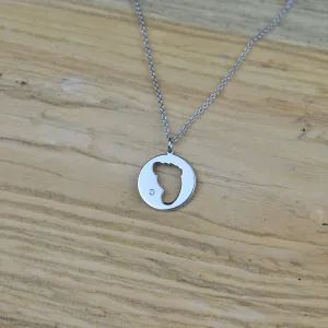 EIIA silver diamond pendant with baby foot trace Thumbnail