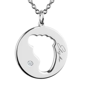 EIIA silver diamond pendant with baby foot trace Thumbnail