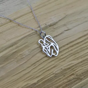 Unique sterling gold pendant Mother and child MOMMY Thumbnail