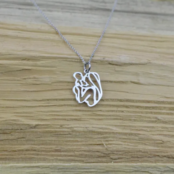 Unique sterling gold pendant Mother and child MOMMY Image