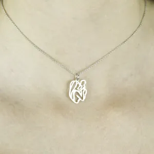 Unique sterling gold pendant Mother and child MOMMY Thumbnail