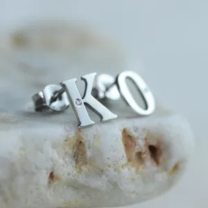 QUNTI name diamond silver earrings Thumbnail