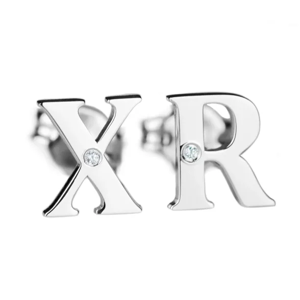 QUNTI name diamond silver earrings Image