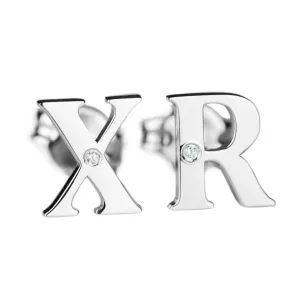 QUNTI name diamond silver earrings Thumbnail