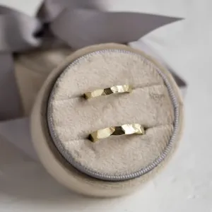 Gold wedding rings with a relief surface TRINVI Thumbnail