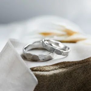 Gold wedding rings with a relief surface TRINVI Thumbnail