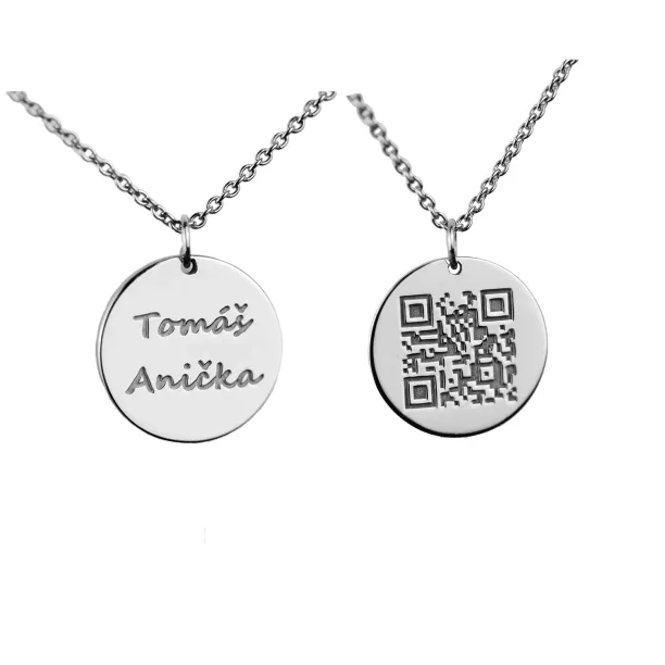 Pendant with encrypted QR-code + engraving on the opposite side Image