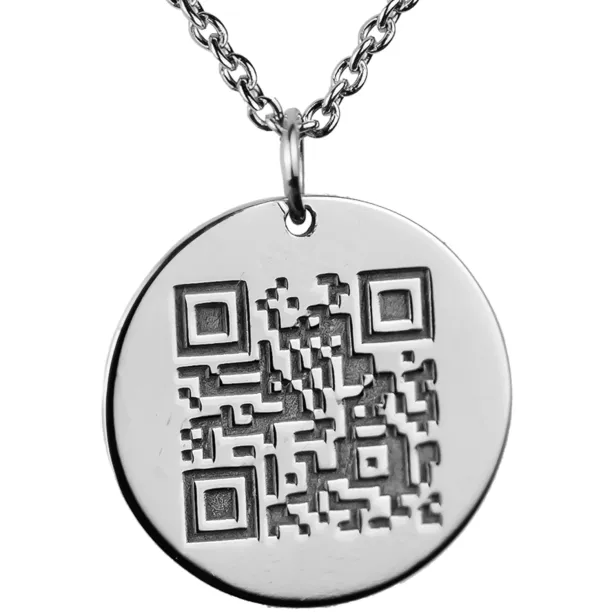 Pendant with encrypted QR-code + engraving on the opposite side Image