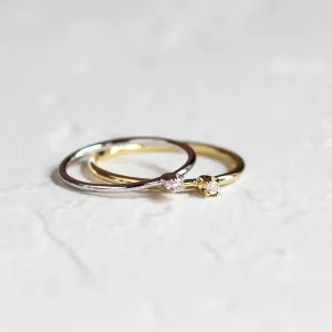 Gold minimalistic ring with diamond LAUDE Thumbnail
