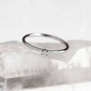 Gold minimalistic ring with diamond LAUDE Thumbnail