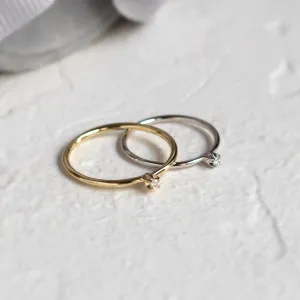 Gold minimalistic ring with diamond LAUDE Thumbnail