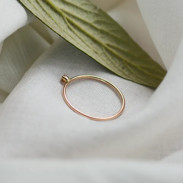 Gold minimalistic ring with diamond LAUDE Image