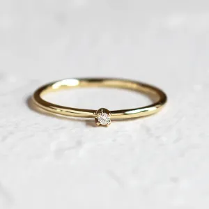 Gold minimalistic ring with diamond LAUDE Thumbnail