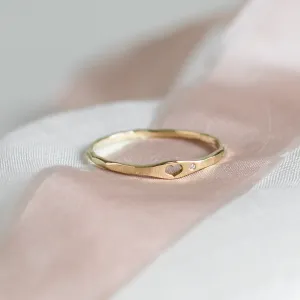 Gold ring with diamond with engraving heart VENI Thumbnail