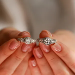 Vintage ring with moissanite and diamonds SOLA Thumbnail