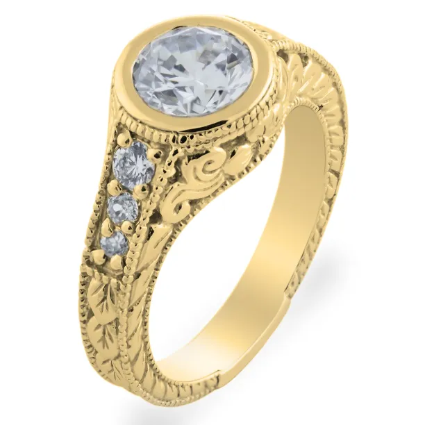 Vintage ring with moissanite and diamonds SOLA Image