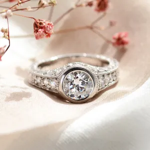 Vintage ring with moissanite and diamonds SOLA Thumbnail
