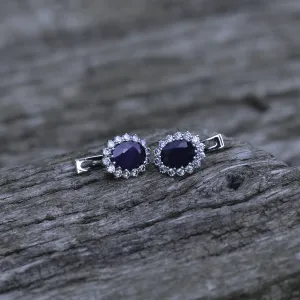 Elegant earrings with JUFINI diamonds and a sapphire Thumbnail