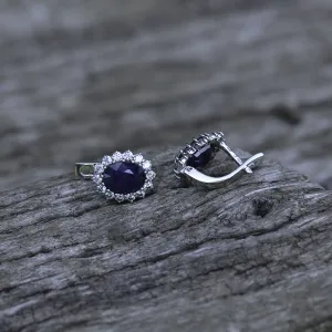 Elegant earrings with JUFINI diamonds and a sapphire Thumbnail
