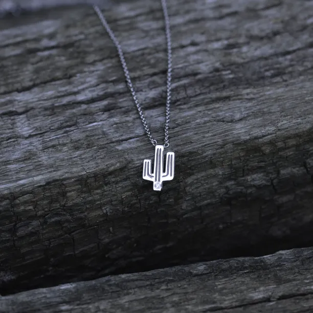 Authentic silver pendant with a cactus shape with TINA diamond Image