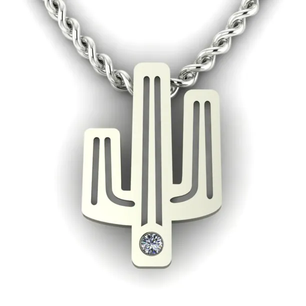 Authentic silver pendant with a cactus shape with TINA diamond Image