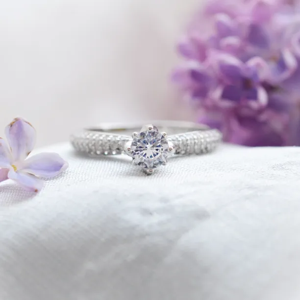 Classic moissanite and diamond engagement ring LIVKE Image