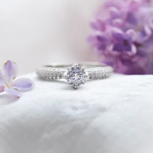 Classic moissanite and diamond engagement ring LIVKE Thumbnail