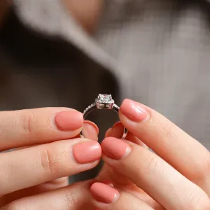 Diamonds and moissanite engagement ring KATI Thumbnail