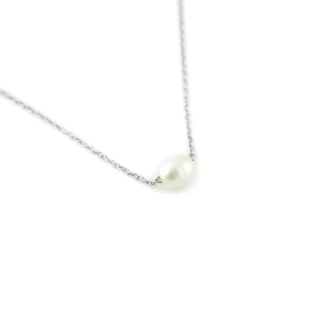 Silver necklace with white pearl - PEARE Image